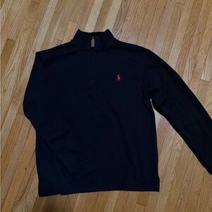 Polo Ralph Lauren Men's Black Quarter-Zip Sweater with Red Logo